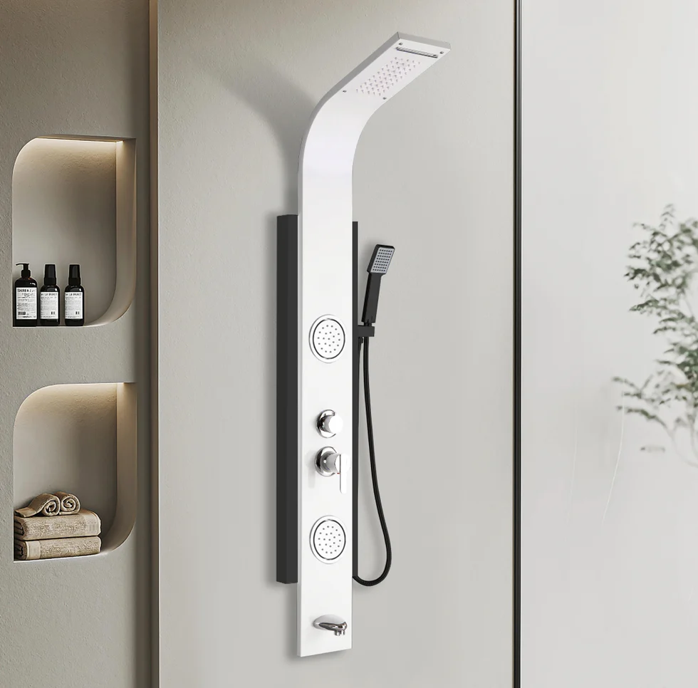 Brushed Stainless Steel Thermostatic Shower Panel System